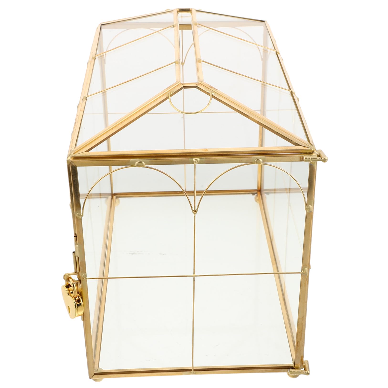 Yardwe Elegante Hochzeitskartenbox aus Glas mit Schloss und Unabhängigem Kartenschlitz Minimalistische Goldene Aufbewahrungsbox für Organisierte Kartenlagerung bei Hochzeiten