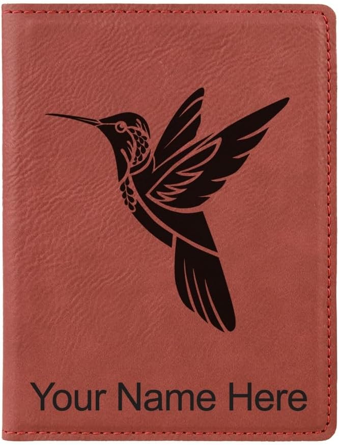LaserGram Faux Leather Passport Holder, Hummingbird, Personalized Engraving Included (Teal)
