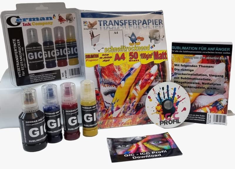 Sublimationsstarterpaket für Tankdrucker ET-3850- GIC Sublimationstinte, GIC Sublimationspapier + ICC Profil