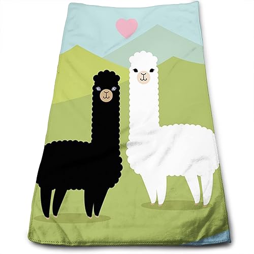 Fubido Llama - Toallas de baño de mano para baño llama enamorada toallas de calidad para baño toalla suave y absorbente de secado rápido verde y