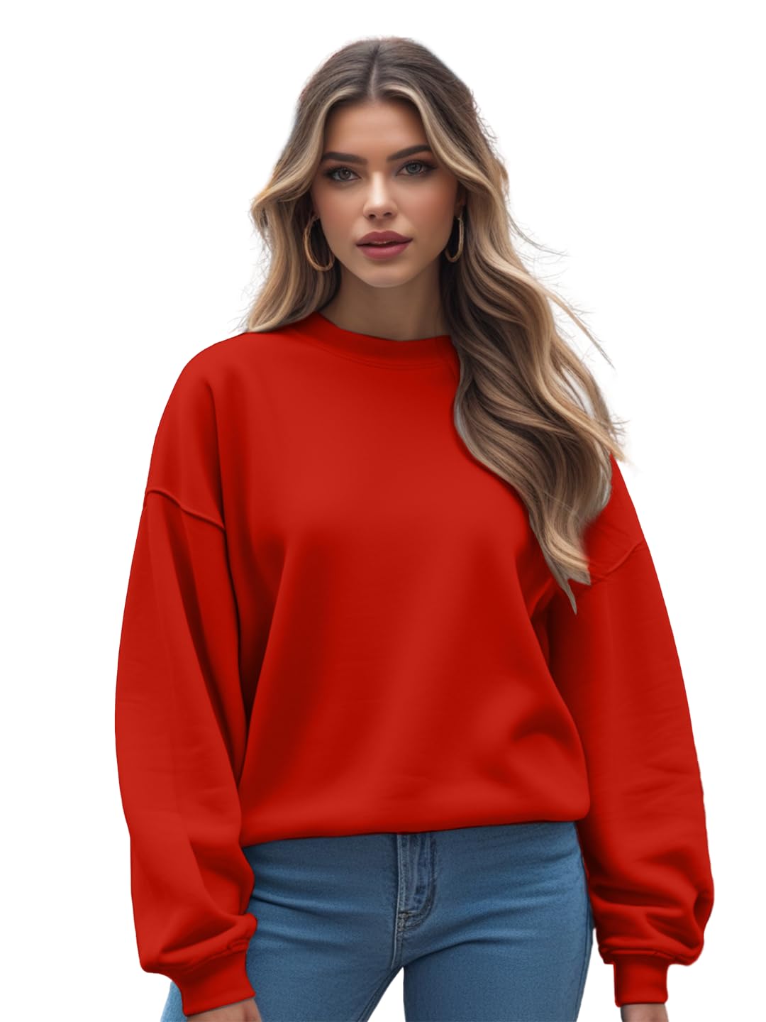 Women's Boyfriend Fit Round Neck Color Blocked Full Sleeve Loopknit Sweatshirt (Color : Black-Grey)