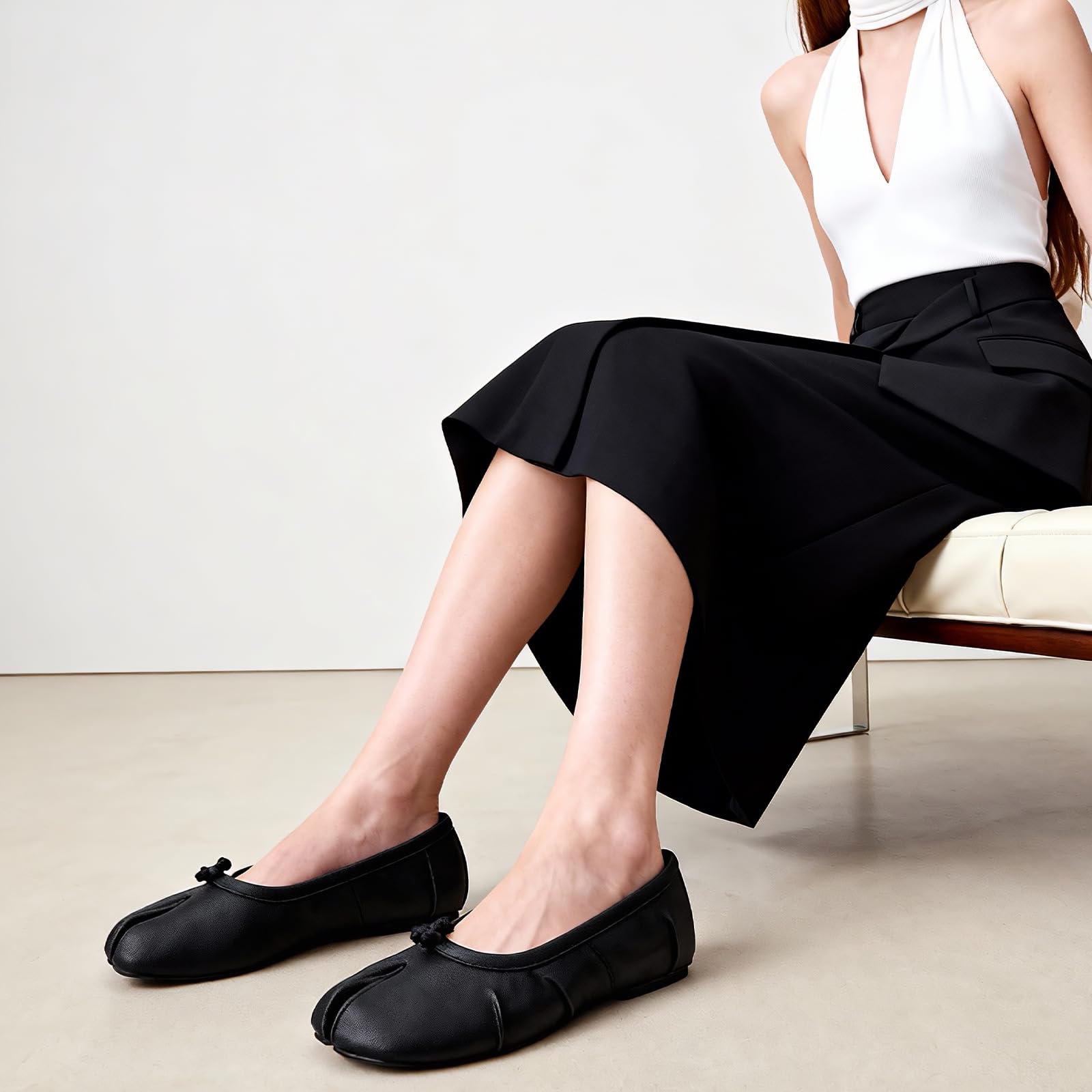 VBDB Tabi Ballettschuhe für Frauen gekleidet Freizeitschuhe Split-Toe breite Flache leichte japanische Schuhe