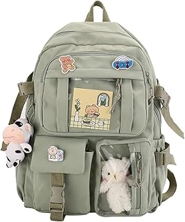 Cute Backpack with Cute Pin Accessories Plush Pendant for School Bag Student Girl Backpack