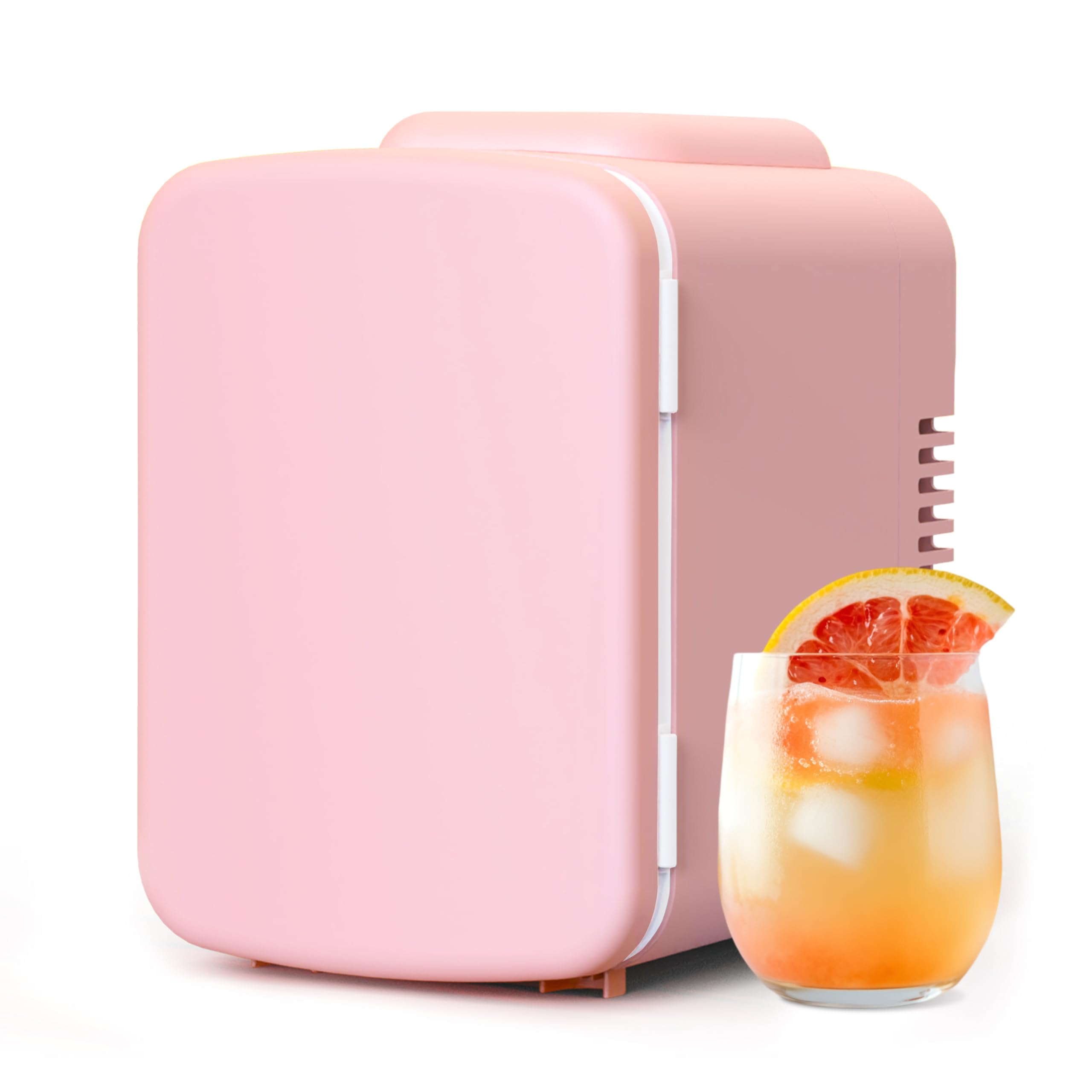 YSSOA Mini Fridge, 4L/6 Can Portable Cooler & Warmer Compact Refrigerators for Food, Drinks, Skincare, Office Desk, Pink New