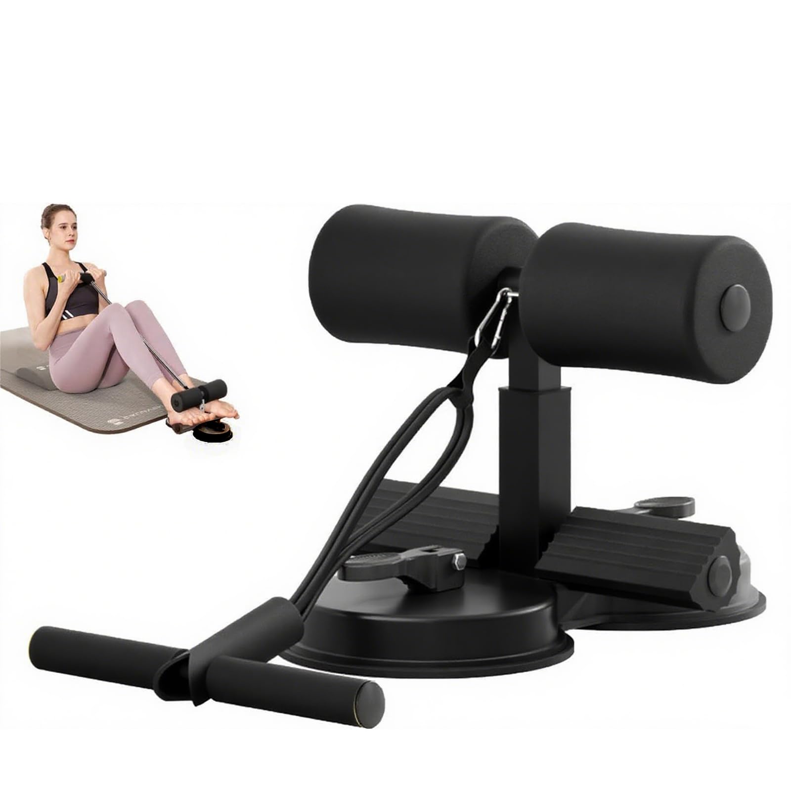 abs master sit up bar,sit ups foot holder with Elastic 2 Suction Cups and  Pull Rope Portable Sit Up Assistant Device for Home Workout (black) : ...