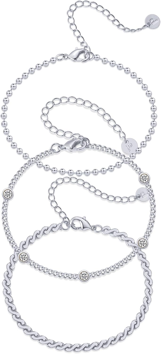 PAVOI 18K Gold Plated Chain Bracelet Pack for Women | Jewelry Set of 5 Stackable Bracelets Paperclip Snake Rope Figaro Beaded Chains