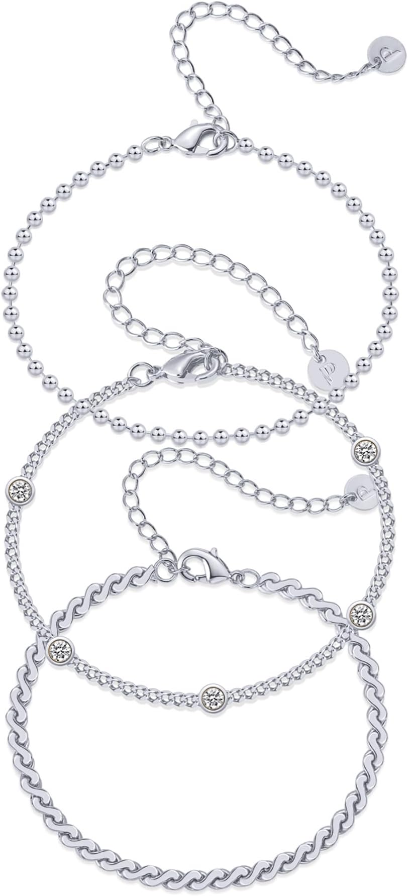 PAVOI 18K Gold Plated Chain Bracelet Pack for Women | Jewelry Set of 5 Stackable Bracelets Paperclip Snake Rope Figaro Beaded Chains