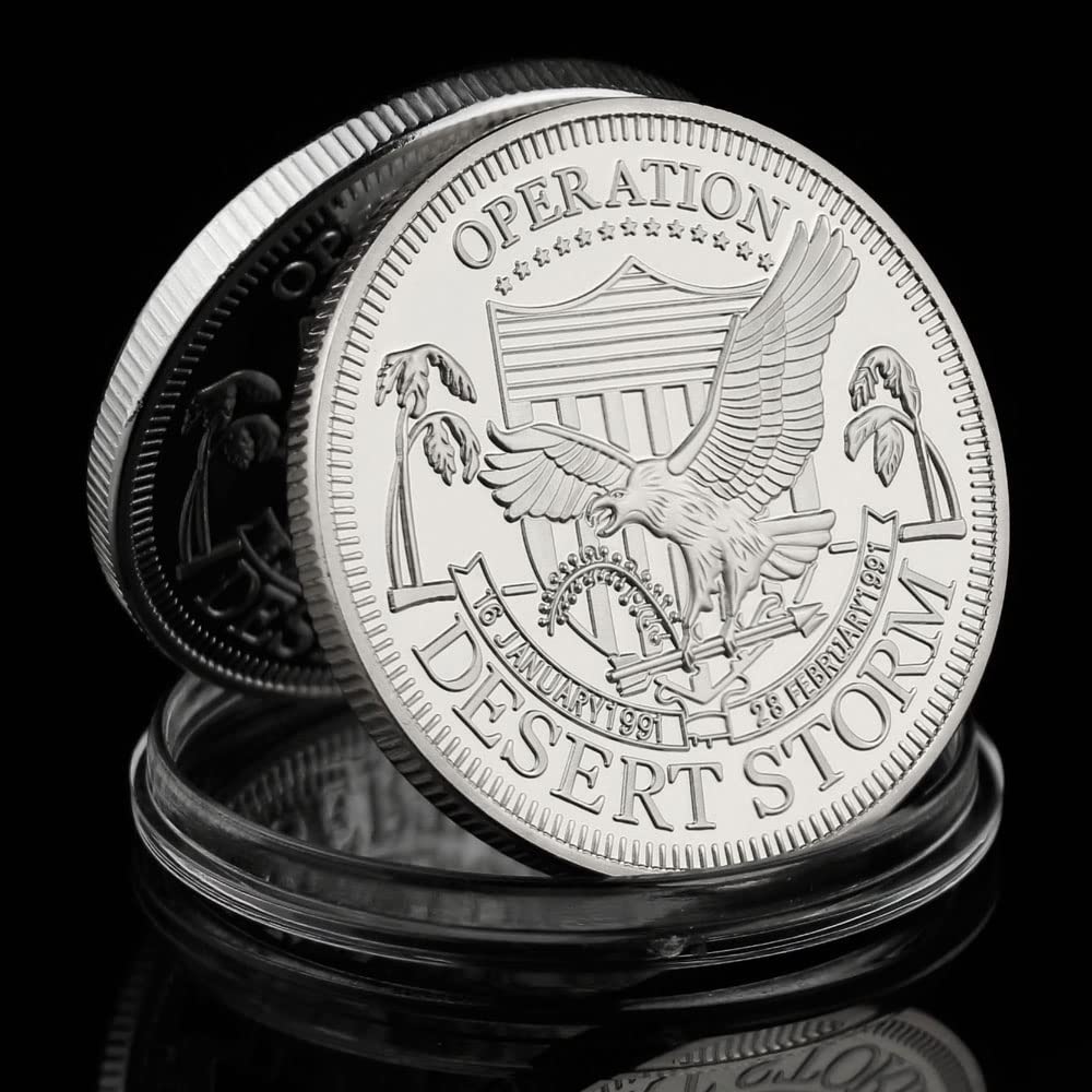 Amazon.com: 1990-1991 沙漠風暴退伍軍人科威特戰爭紀念挑戰硬幣海灣戰爭禮物系列: 玩具和遊戲