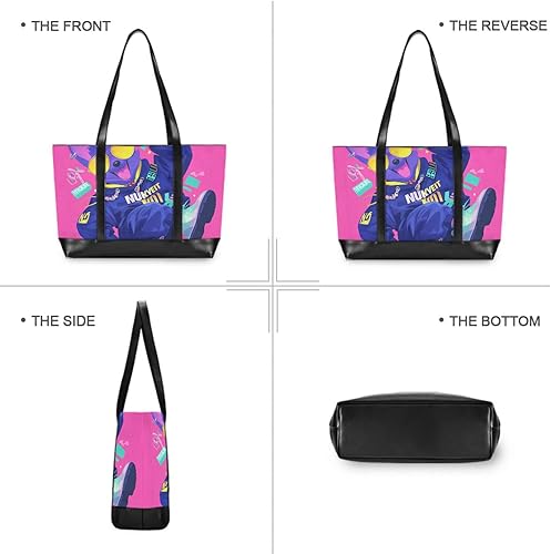 Miniatura 3 de Dibujos animados perro divertido Hip Pop Neon Color esencial fundas para computadora portátil con cremallera bolsas para el trabajo para damas con