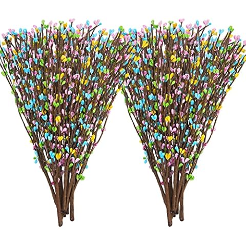 Juinte Easter Berry Garland Artificial Berry Sprays Wire Spring Pip Berry Decorative Berry Garland Picks Floral Pip Berry Picks Stems for Easter Crafts Floral Arrangement Wreath Making(20 Packs) Cover