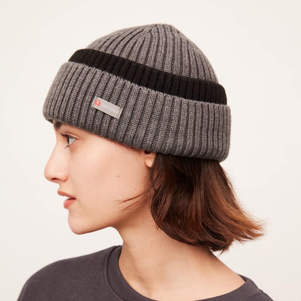2 Pack Winter Beanie Knit Hat for Women Men Soft Warm Stretch Chunky Cable Hats Ladies Girls Skull Cap SLH2T032