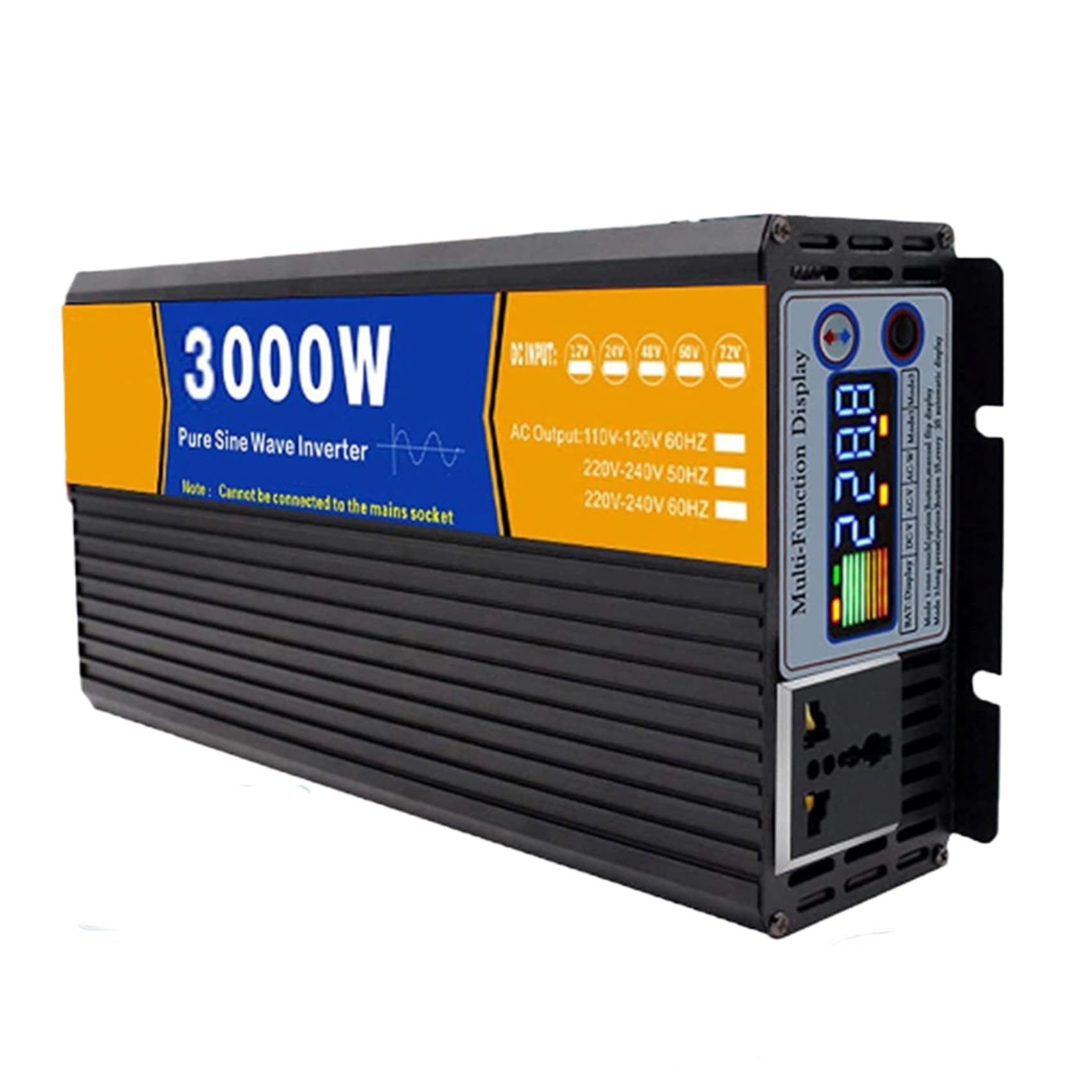 Onduleur 12V 220V 3000W Pur Sinus avec Écran Couleur pour Camping-Car