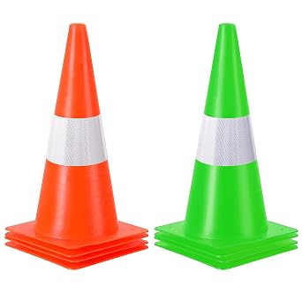 15 inch Traffic Safety Cones with Reflective Collars,[8 Pack] Construction Cones| Parking Cones| Soccer Training Cones |Road Cones for Parking lot, Driveway, Sport and Driving Training