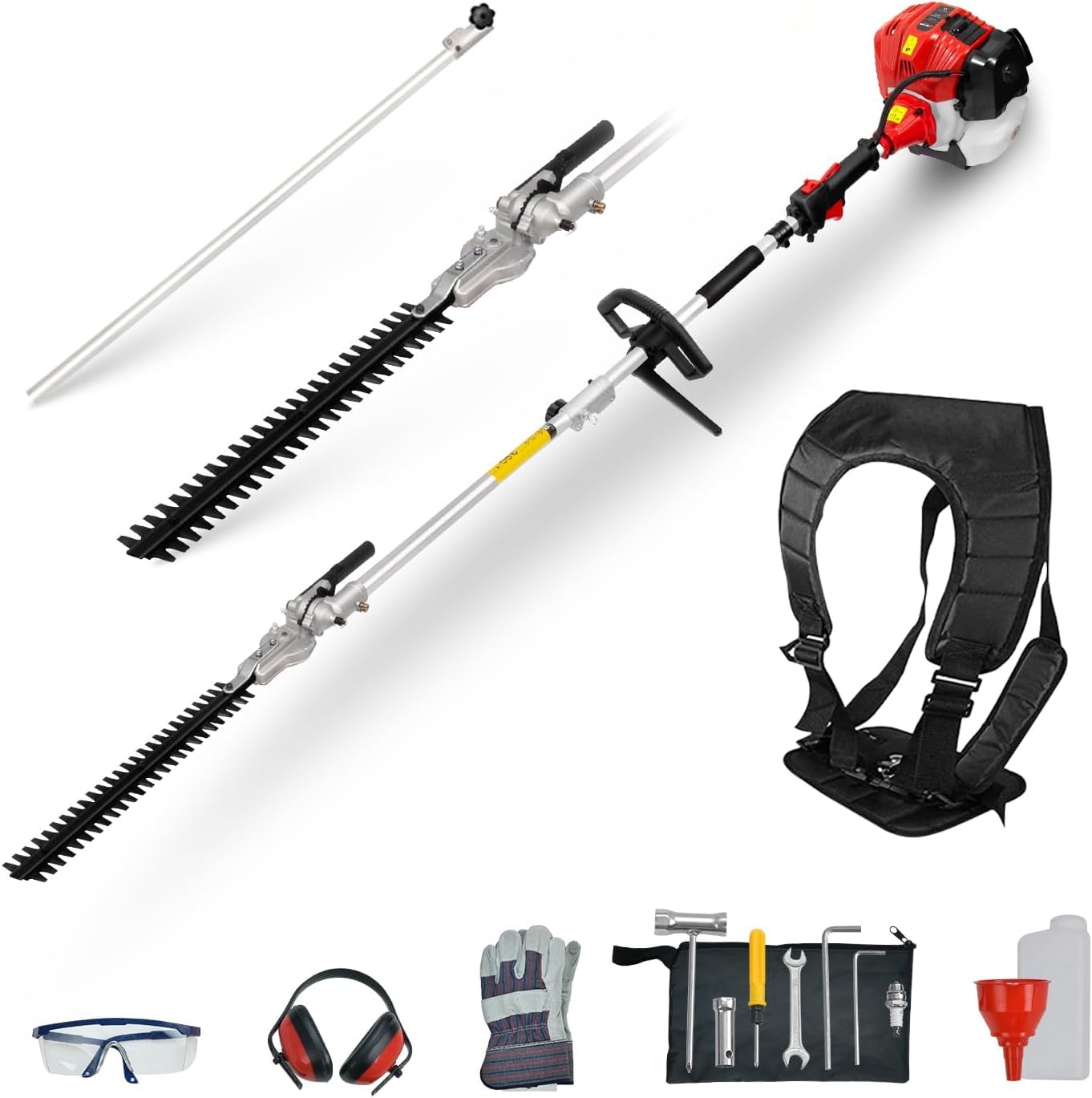 BU-KO 52cc Long Reach Petrol Hedge Trimmer and 1 Extension Pole, High Performance