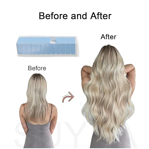 Miniatura 6 de SUYYA 180 pestañas de cinta de extensión de cabello de doble cara para repuesto de 1.6in x 0.3in (azul 180 piezas)