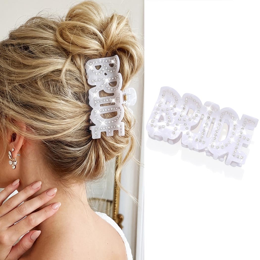 CAKURE Bridal Claw Clip - Rhinestone Wedding Hair Accessory