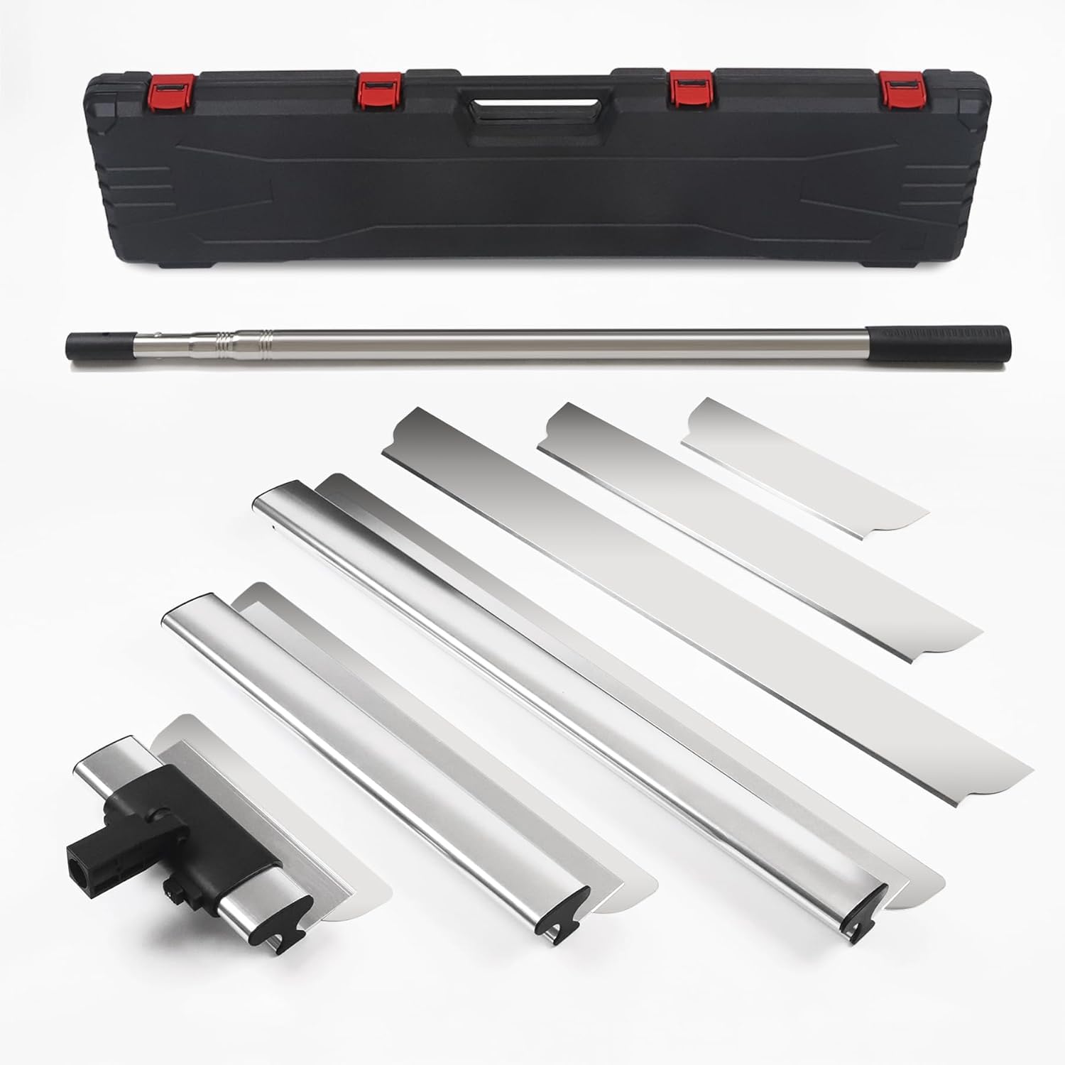 NEWFUN Skimming Blades Set, Lame à Lisser en Acier Inoxydable,Kit Lame à Lisser pour Plaquiste,(300mm+500mm+800mm) Lame à Lisser,Lame en Acier Inoxydable Interchangeable,Perche d'extension