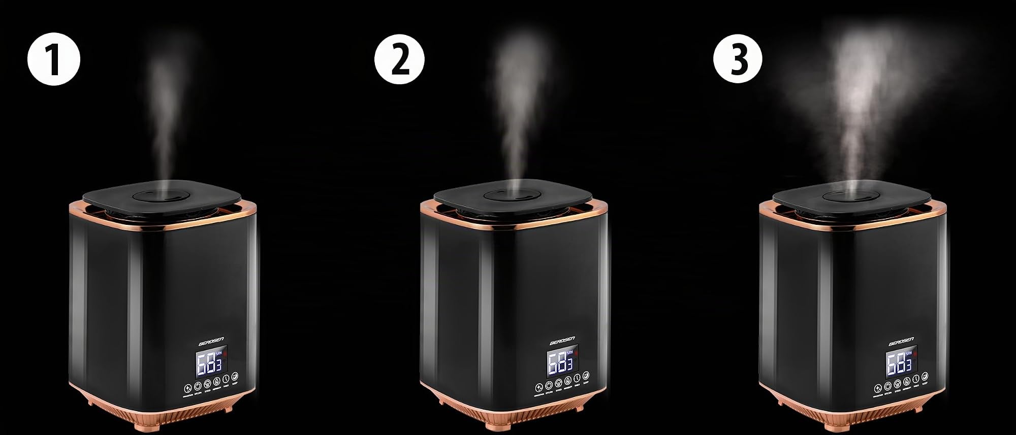 Berdsen - Umidificatore ad ultrasuoni - con ionizzatore e diffusore di aromi - Pannello di controllo LED - Spegnimento automatico, nebbia fredda - Serbatoio dell'acqua 2,6 L - Silenzioso - per camera