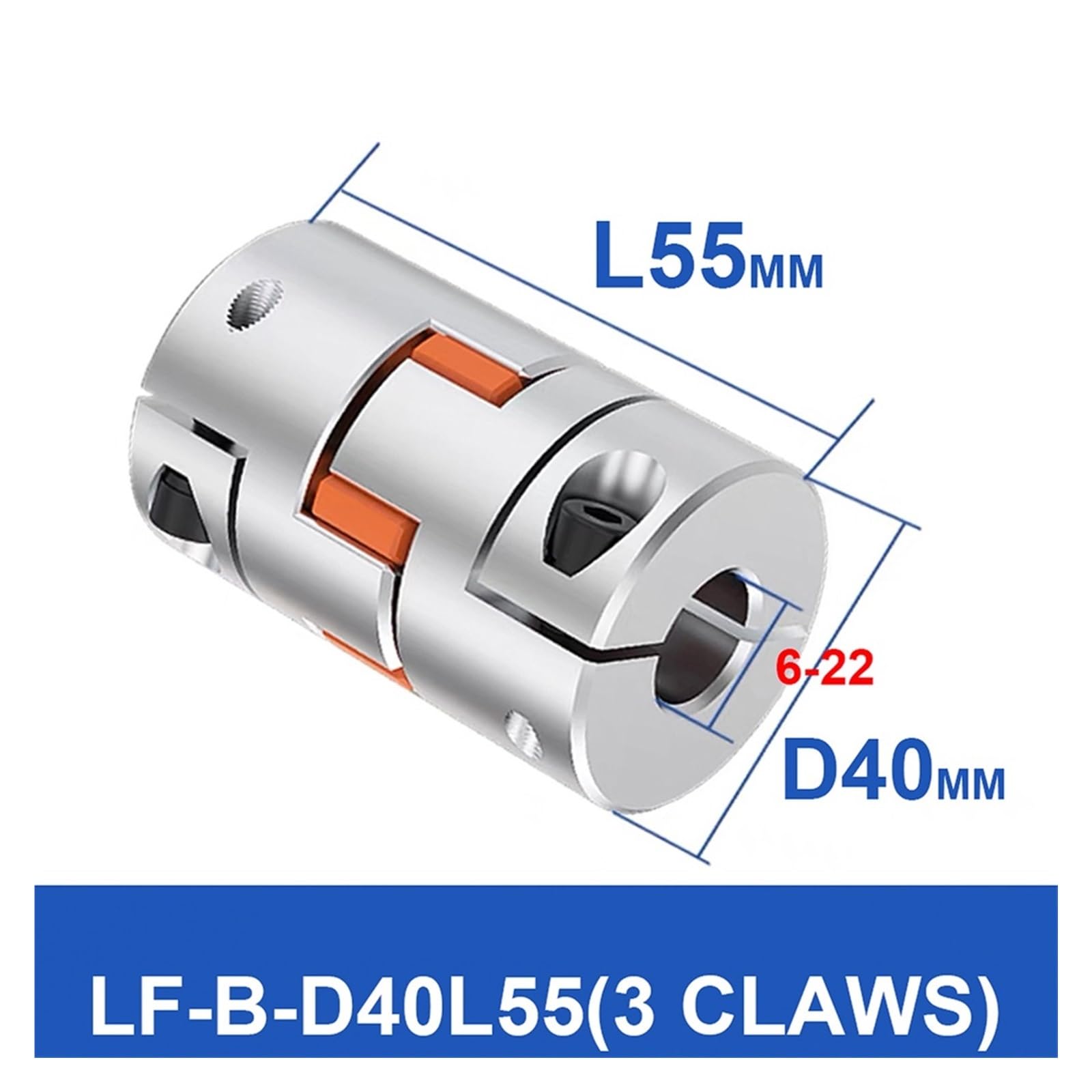 5/6/6,35/7/8/9,5/10/12/12,7/14/15/16/17/18/19/20/22 mm D40 mm L55 mm Motor Flexible Pflaumenkupplung Wellenkupplung(10mmX14mm)