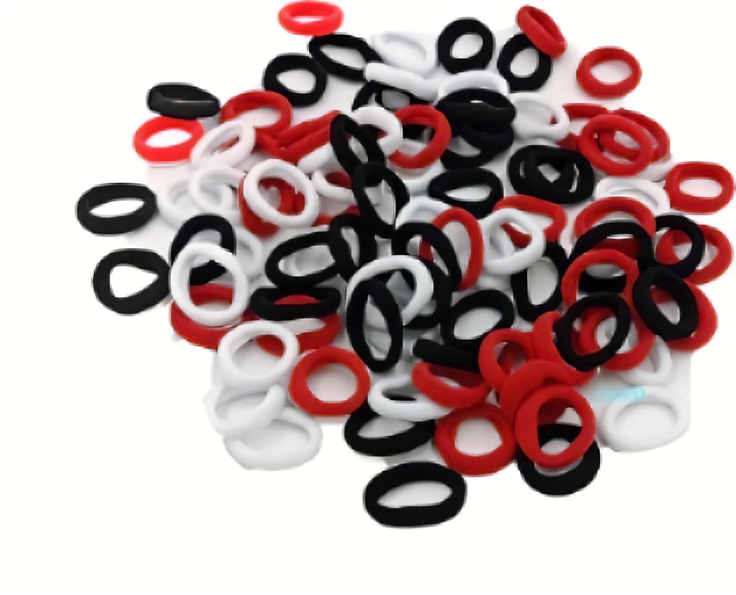 Hairbands Colorful, Small Elastic Ponytail Holders, Mini Rubber Bands Elastic Hair Ties, Small Baby Hair Bobbles Ponytail Holder for Kids Girls & Women, 2.5 cm in Diameter, Pack of 100 ( Multi-Color) (RED,WHITE,BLACK)-image-4