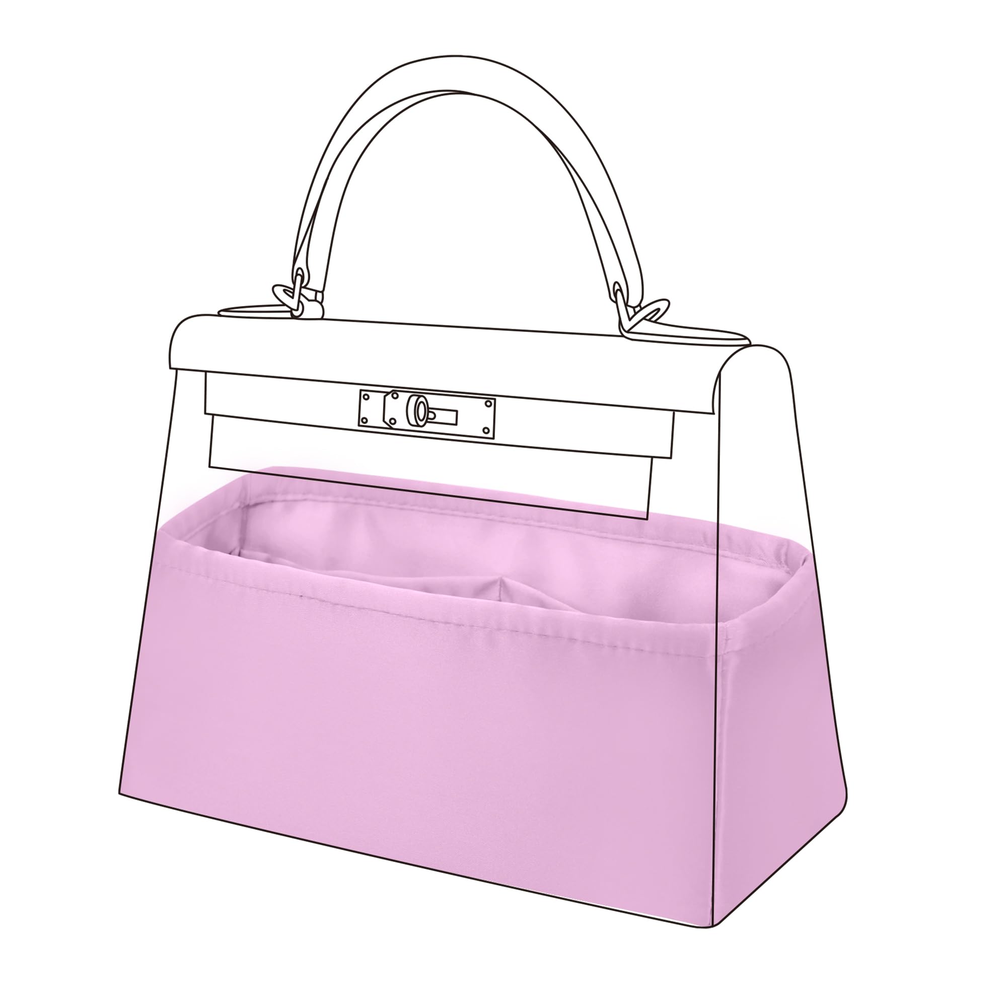 DGAZ Bag Organizer Insert For Kelly pochette/mini II /20/25/28/32/35/40/42/45 Bags, Silk Purse Organizers(Rouge H,(Rouge H,KL25 Retourne）