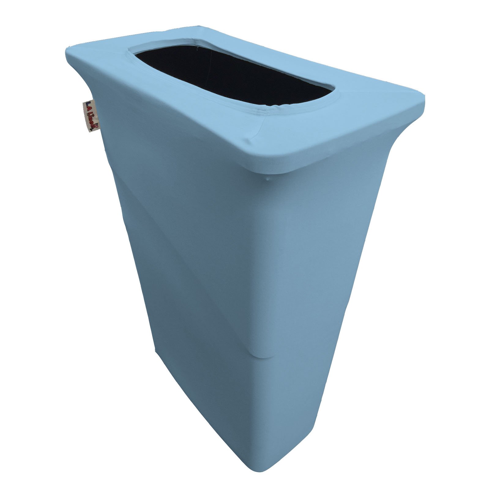 LA Linen Stretch Spandex Fitted Trash Can Cover for Slim Jim 23-Gallon, Bin Waste Container Cover, Outdoor Indoor Patio Backyard Decor, Blue Light