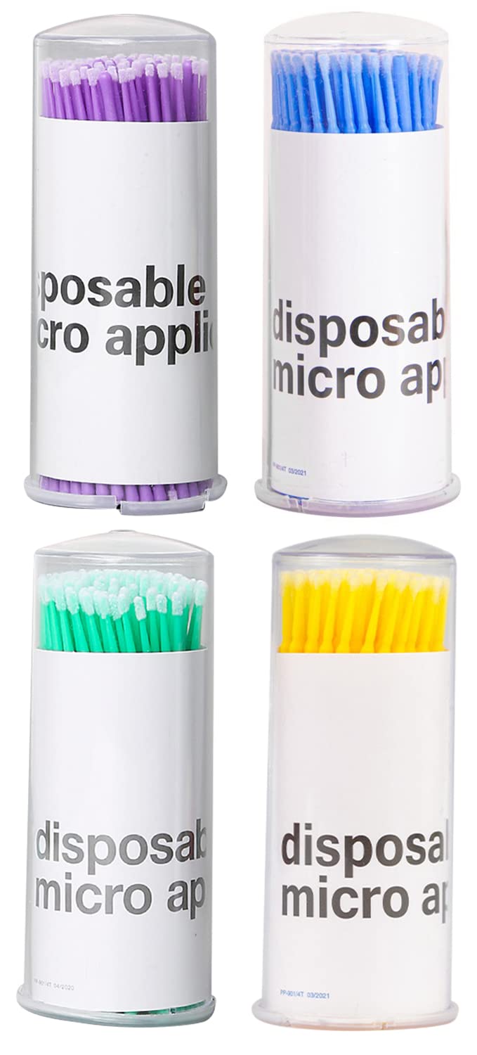 400Pcs Disposable Microbrush Applicators Bendable Microswabs Makeup Cleaning Sticks for Eyelash Extension and Makeup Application (4 Colors)