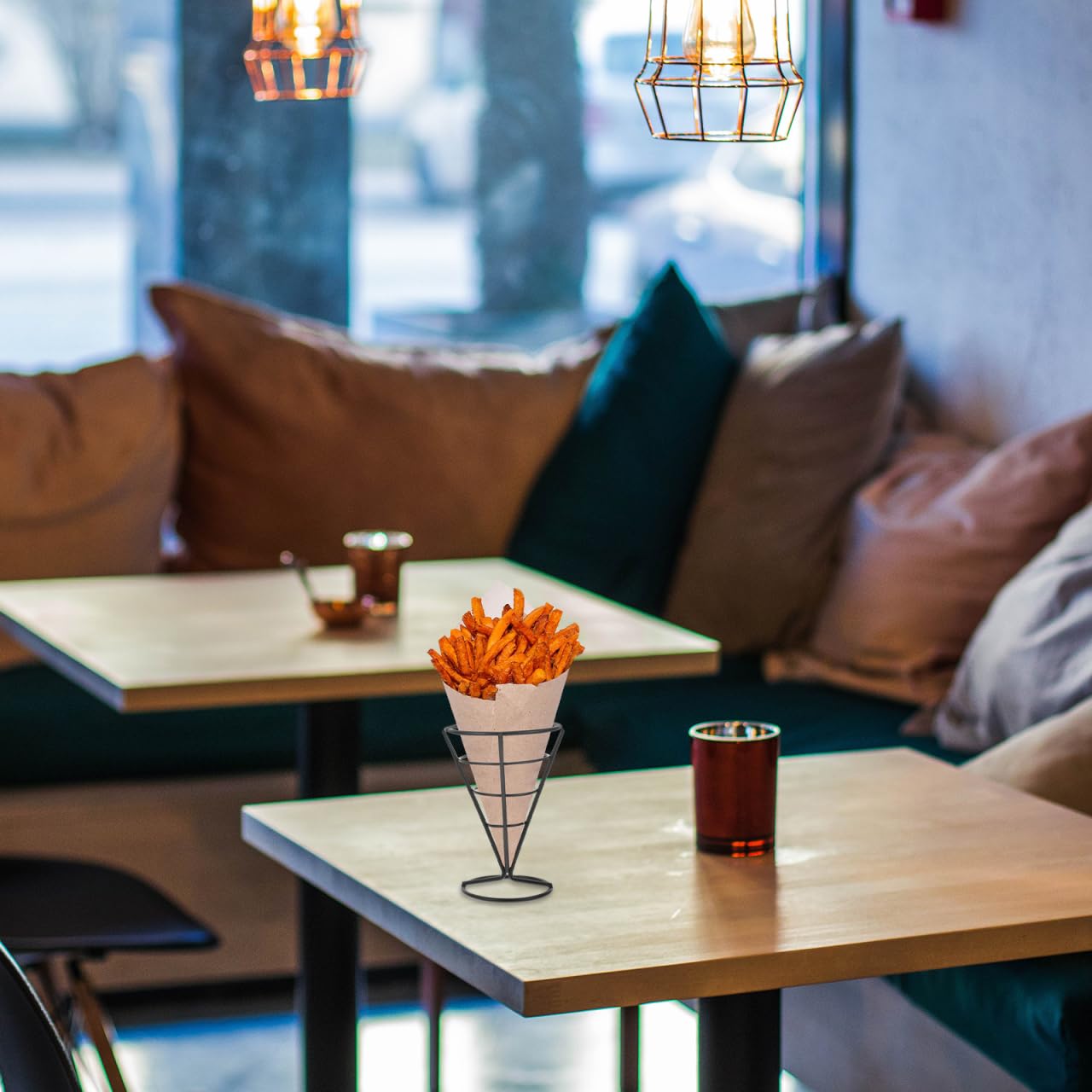 Baluue 10pezzi Porta Fritture Inossidabile Da Coni Per Snack e Patatine Supporto Per Presentazione Cibo Ristoranti e Bar Design Compatto e Resistente