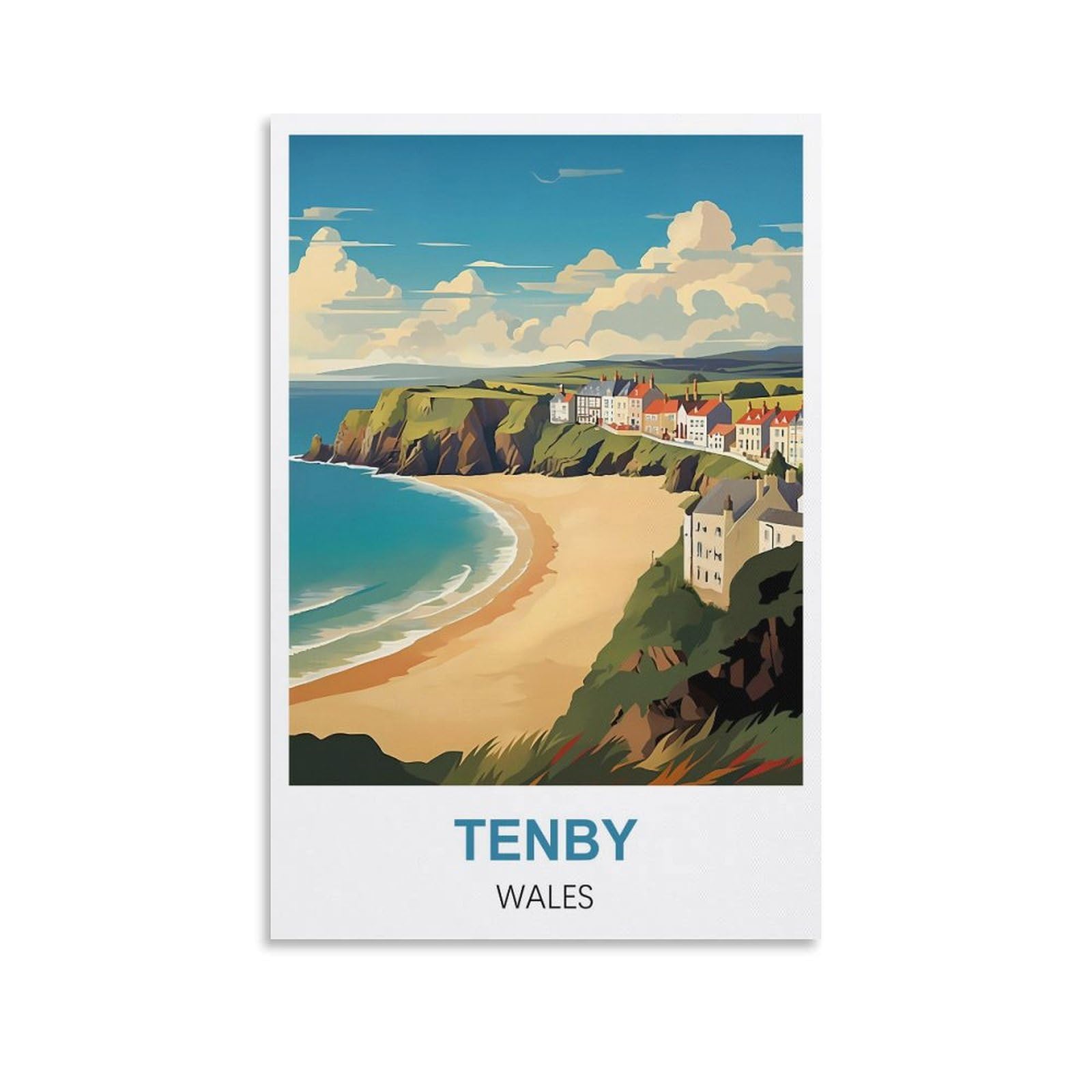 CTZIKWW Tenby Wales Vintage Travel Posters 08x12inch(20x30cm) Canvas Art Prints Picture Wall Art Painting