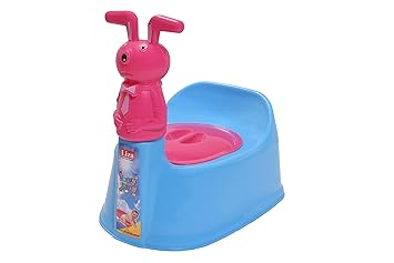 Liza Teddy Face Potty Seat Baby Potty Training Seat- Chair for Kids-With Closing Lid For (6-18 Month Kids) Small Size (Blue)