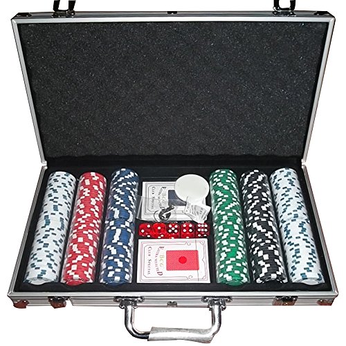 POPSPARK Poker-Chips Set mit Würfeln, Händlerknöpfen, Kartendecks und Tragetasche, 300 Stück Cover