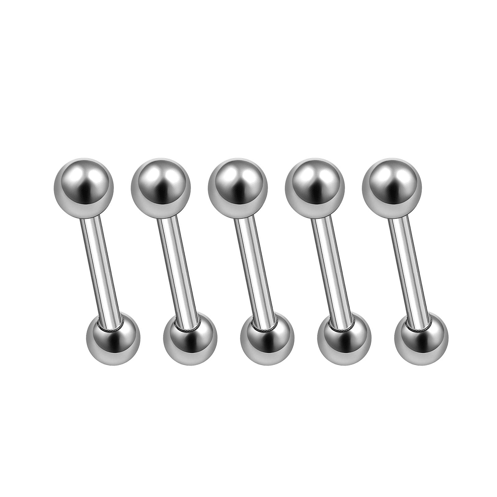 MATIGA5Pcs Surgical Steel 16g Short Barbell Stud Piercing Jewelry Eyebrow Daith Cartilage Tragus Rook 3mm Ball Cone More Choices