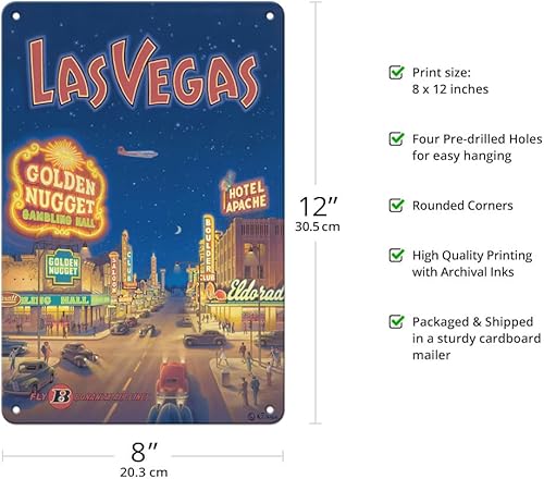 Miniatura 2 de Pacifica Island Art Las Vegas Nevada Bonanza Air Lines - Póster vintage de viaje de aerolínea por Kerne Erickson - Cartel de metal vintage de 8 x 12