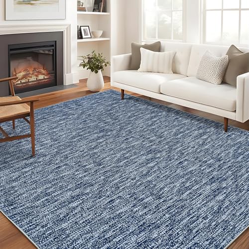 6x9 Living Room Rug Washable, Soft Modern Large Area Rugs for Bedroom Low Pile Non-Slip Indoor Floor Carpet Rugs for Living Room Dining Room, Navy Blue
