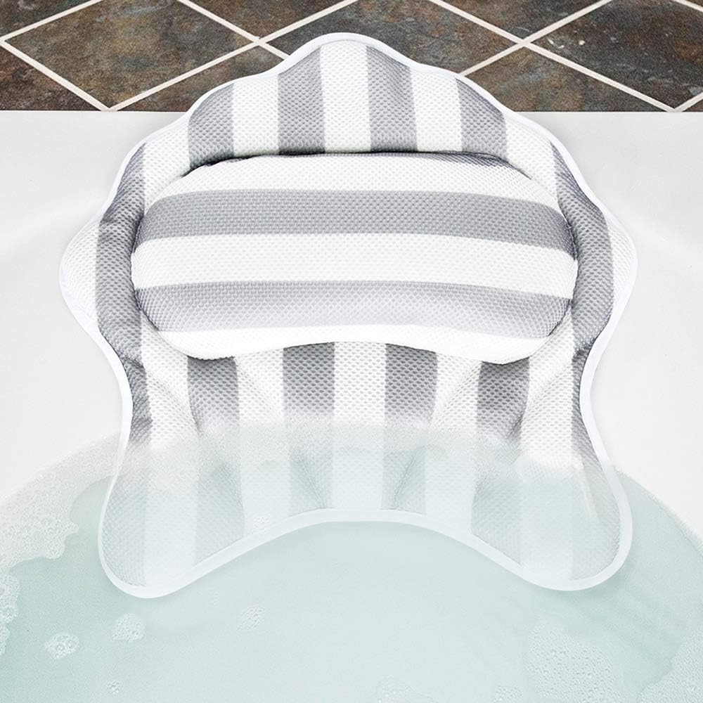 Kranich Bath Pillow with 6 Suction Cups 3D Mesh Spa Bath Pillow Bath Neck Pillow for Tub