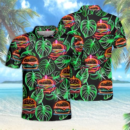 Hamburger Lover Polo Shirts for Men- Golf Moisture Wicking Dry Fit Short Sleeve Polo Shirts S242