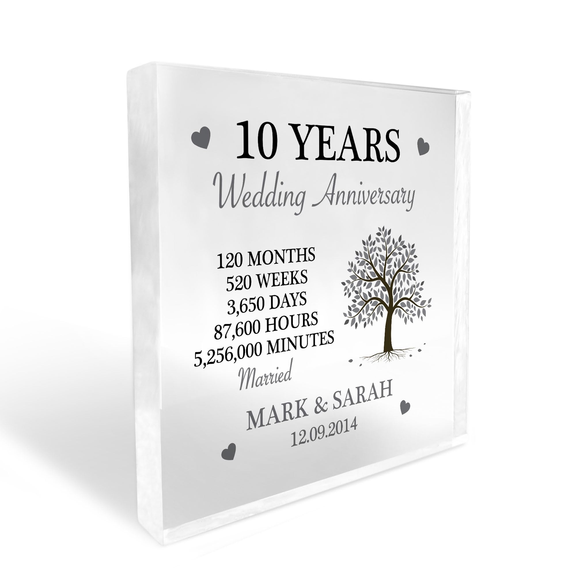 Red Ocean Personalised 10th Anniversary Husband Wife Wedding Anniversary Acrylic Block 10th Wedding Anniversary Mr & Mrs For Him Her