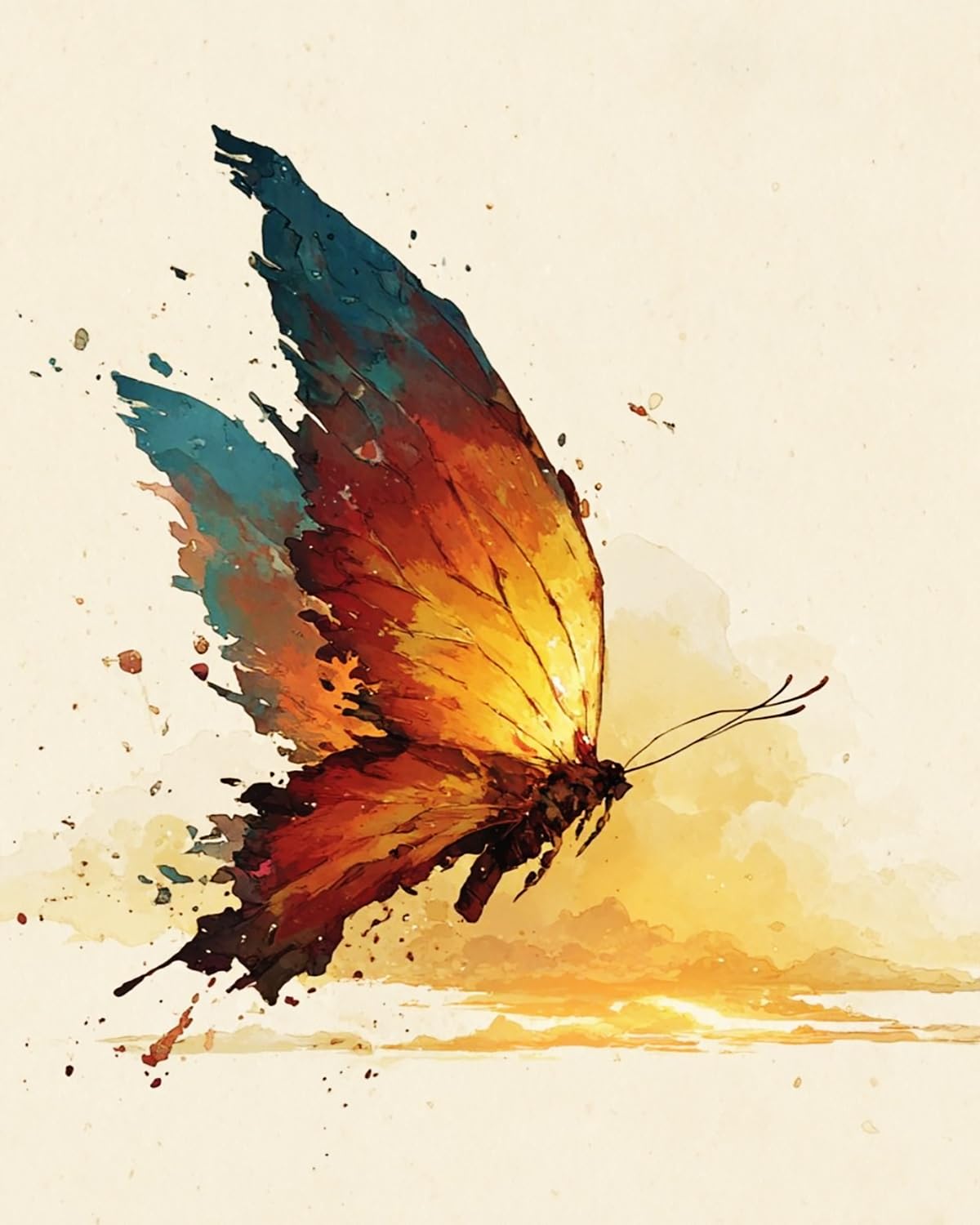 LIUBAISHI Paint by Numbers for Adults – Large 16x20 Canvas | Wall Art Decor for Bedroom, Stress Relief Painting Kit, Hobby Set with Brushes and Paints-Sunset Butterflies