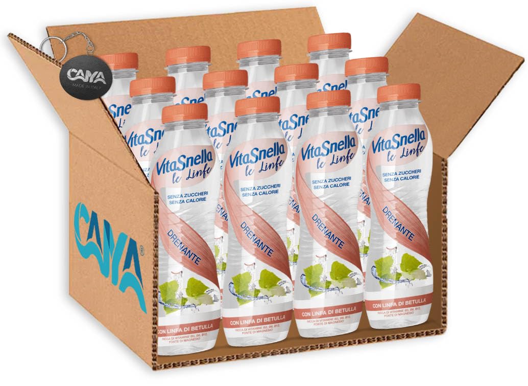 Le Linfe Acqua Minerale Naturale Drenante con Linfa di Betulla e Vitamine B3, B6, B12 e Magnesio 500ml [CAIYA® BOX da 12 Bottiglie]