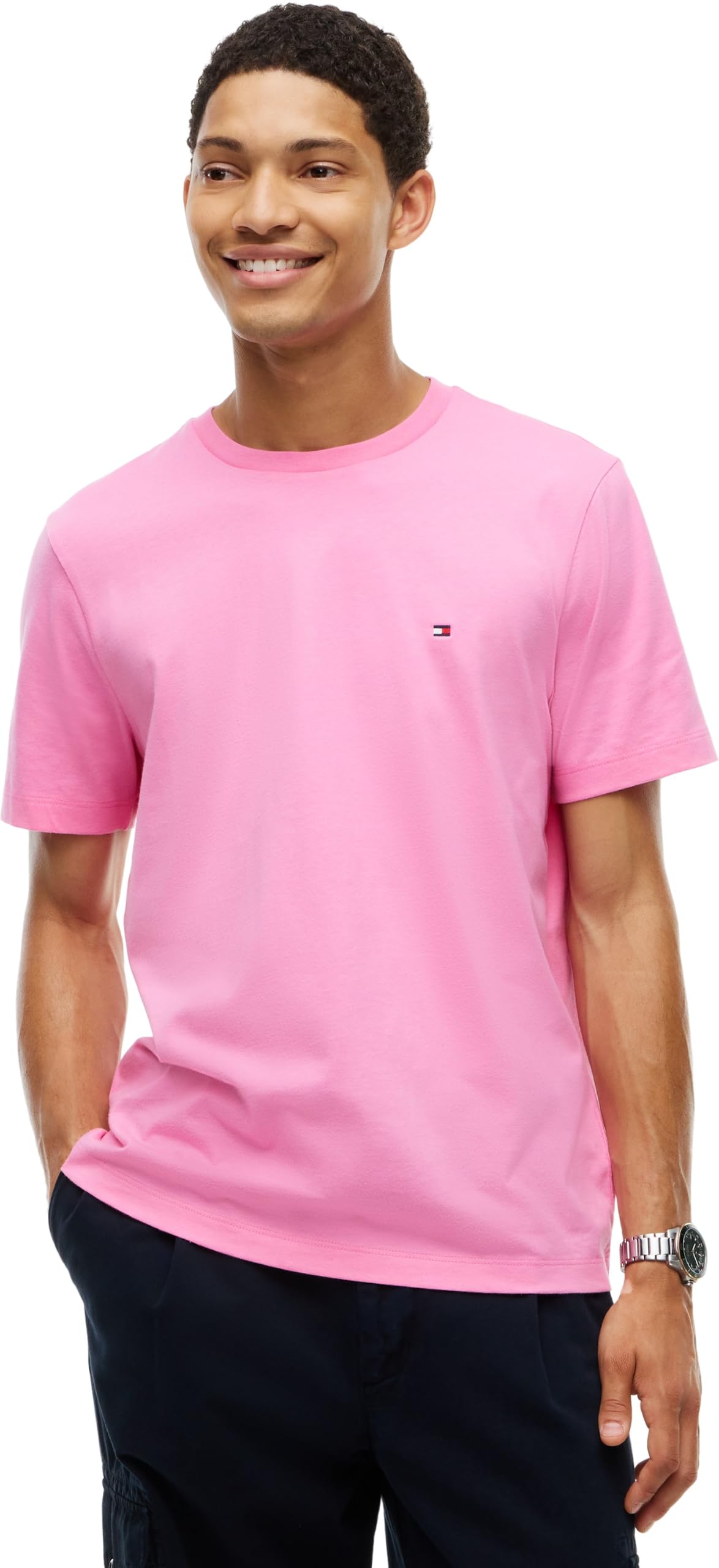Tommy Hilfiger Herren-T-Shirt ESS Seasonal Reg Fit Solid Tee Mw0mw39995 S/S, Synthetisches Rouge, L