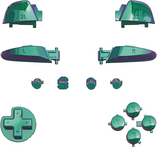 Miniatura 2 de eXtremeRate Chameleon Green Purple Repair ABXY D-pad ZR ZL L R teclas para Nintendo Switch Pro Controller, juego completo de botones de repuesto con