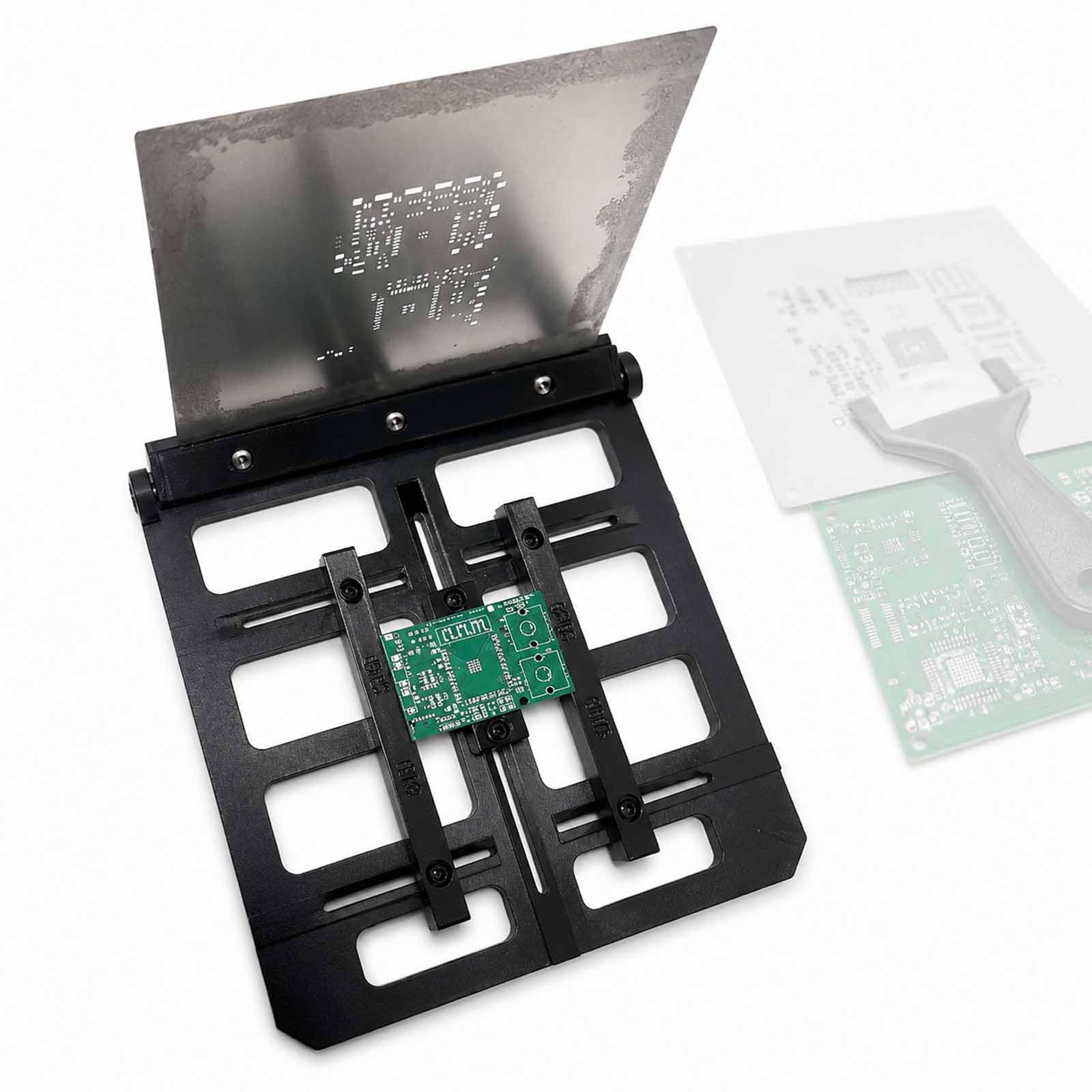 Drukarka szablonów z siatki stalowej, stół do drukowania pasty lutowniczej, ręczna drukarka PCB do płyt do 150 × 150 mm, regulacja 0,8-1,6 mm, dla 100x100mm