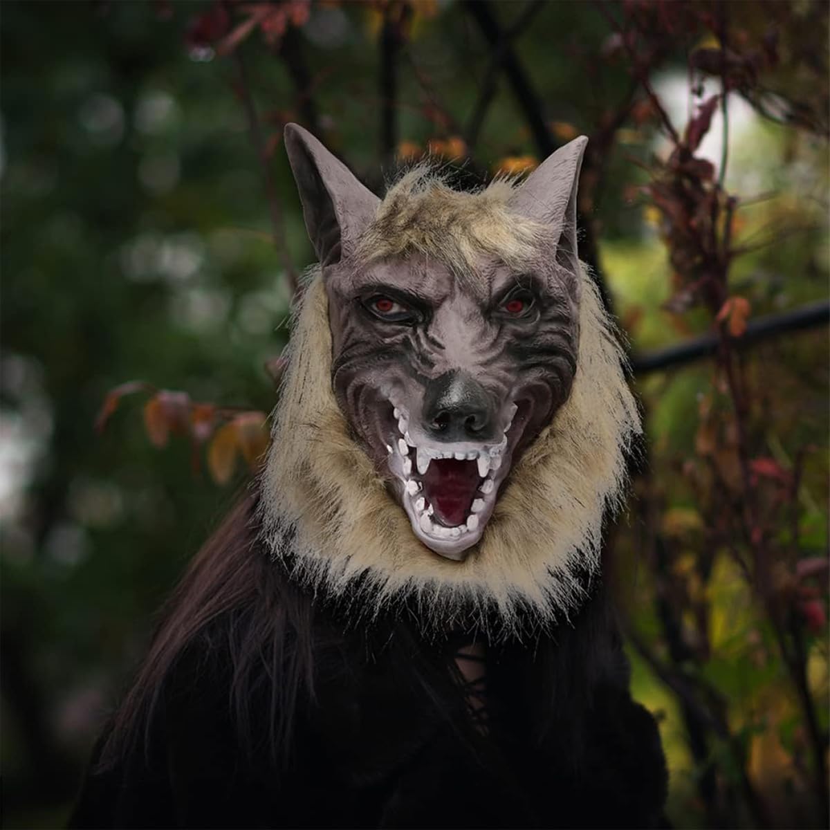 Wolf Head Mask Maschera da Lupo e Guanti da Artiglio Full Face Werewolf Maschera Halloween Horror Festume