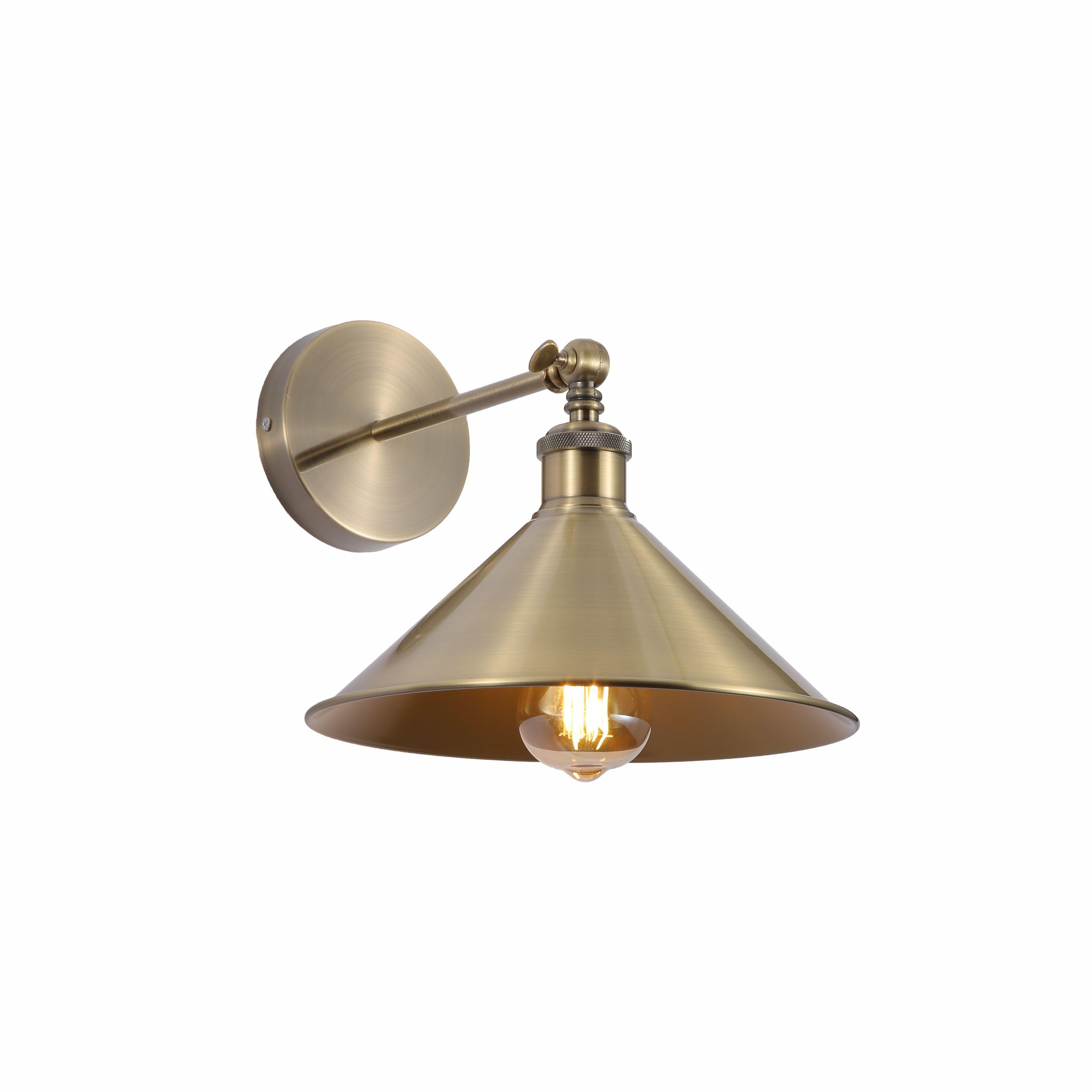 Tekled Antique Brass - Funnel Myhome Hinged Metal Wall Light | E27 Fitting | For Bedrooms Living Rooms Study Rooms Hallways Receptions Cafes Restaurants | (Bulb Not Included)