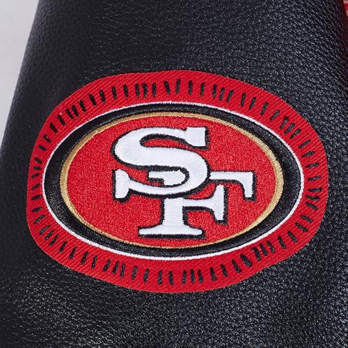 Pro Standard Mens NFL San Francisco 49ers DIY Pick Stitch Varsity Jacket Red/Black S - Image 7