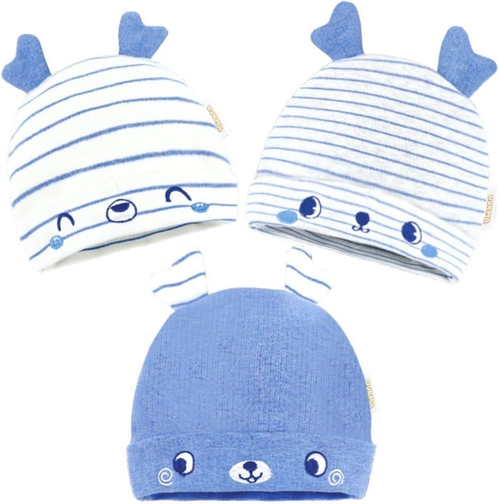 DOKMA 3 Pieces Newborn Baby Hat Animal Ears Infant Caps Baby Boy Girl Toddler Hats Beanie Caps, Blue, 0-3 Months DOKMA 3 Pieces Newborn Baby Hat Animal Ears Infant Caps Baby Boy Girl Toddler Hats Beanie Caps, Blue, 0-3 Months