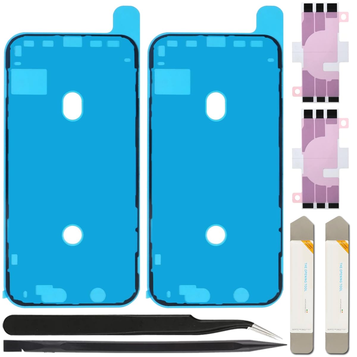 7pcs Adhésif pré-Coupe étanche Compatible avec pour l'pour iPhone 11, l'écran LCD Adhésif et la Batterie Interne de la Batterie d'adhésive et l'outil de Retrait (6,1 Pouces/Noir)