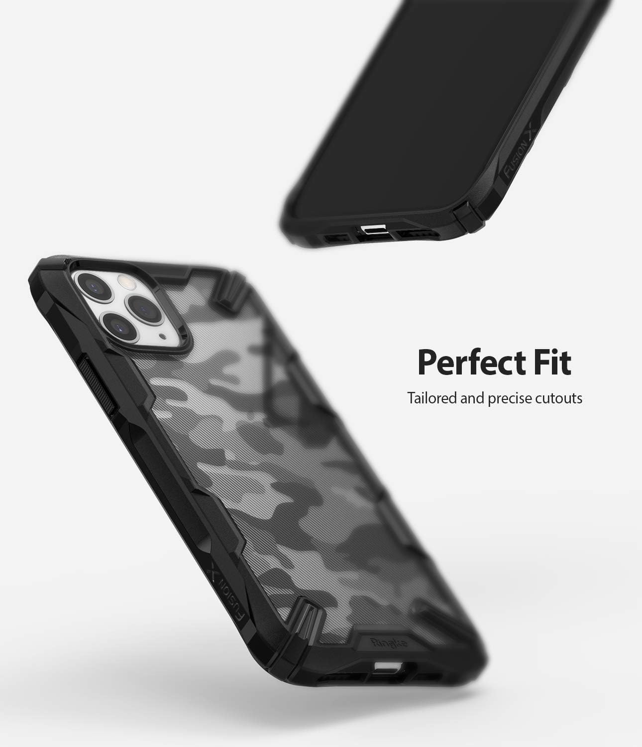 Ringke Fusion-X Compatible with iPhone 11 Pro Max Case, Design Hard Back Shockproof Heavy Duty Bumper Phone Case for iPhone 11 Pro Max 6.5-Inch - Camo Black