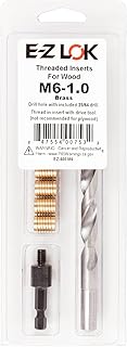 E-Z LOK 400-M6 Threaded Inserts for Wood, Installation Kit, Brass, Includes M6-1.0 Knife Thread Inserts (6), Drill, Installation Tool