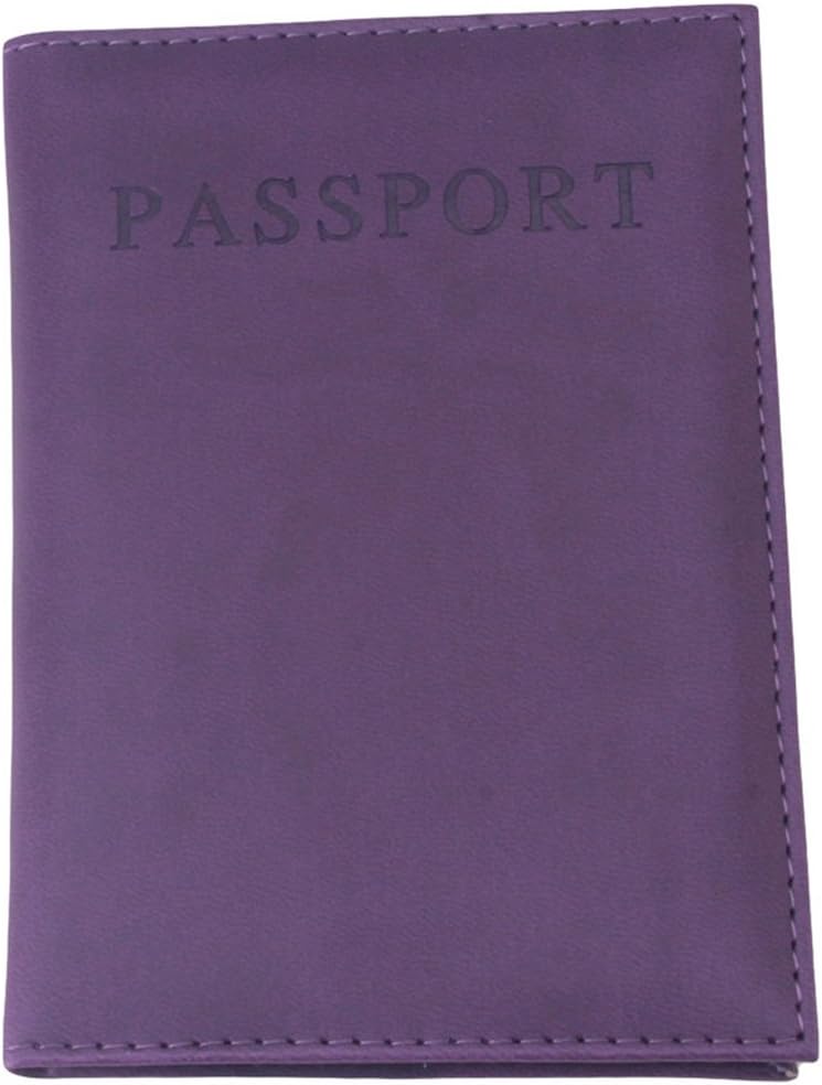 Passport Cover Holder for Women or Men. PU Leather Travel Wallet (Purple)